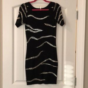 Black sequin zebra dress